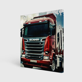 Холст квадратный с принтом SCANIA Дальнобой в городе Новоалтайск, 100% ПВХ |  | грузовик | грузоперевозки | дальнобойщик | евро трак симулятор | машина. | тягач | фура