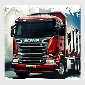 Магнитный плакат 3Х3 с принтом SCANIA Дальнобой в городе Новоалтайск, Полимерный материал с магнитным слоем | 9 деталей размером 9*9 см | грузовик | грузоперевозки | дальнобойщик | евро трак симулятор | машина. | тягач | фура
