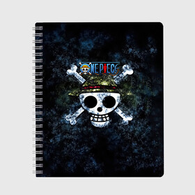 Тетрадь с принтом Веселый Роджер One Piece. Большой куш в городе Новоалтайск, 100% бумага | 48 листов, плотность листов — 60 г/м2, плотность картонной обложки — 250 г/м2. Листы скреплены сбоку удобной пружинной спиралью. Уголки страниц и обложки скругленные. Цвет линий — светло-серый
 | anime | manga | monkey d. luffy | one piece | аниме | большой куш | ван пис | вон пис | гол д. роджер | кайдо | король пиратов | луфи | луффи | манга | манки д. луффи | нами | нико робин | пират | портгас д. эйс | ророноа зоро