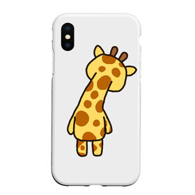Чехол для iPhone XS Max матовый с принтом милый жираф со спины в городе Новоалтайск, Силикон | Область печати: задняя сторона чехла, без боковых панелей | желый | жираф | зверь | пятна | рожки | со спины | цветной