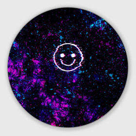 Коврик для мышки круглый с принтом GLITCH SMILE | ГЛИТЧ СМАЙЛ в городе Новоалтайск, резина и полиэстер | круглая форма, изображение наносится на всю лицевую часть | abstraction | art | dark smile | glitch | halloween | pop art | smile | абстракция | арт | брызги | глитч | глич | краска | мода | прикольная | прикольные | смайл | смайлик | текстура | тренд | тренды | улыбка | яркие