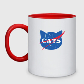 Кружка двухцветная с принтом Cats NASA в городе Новоалтайск, керамика | объем — 330 мл, диаметр — 80 мм. Цветная ручка и кайма сверху, в некоторых цветах — вся внутренняя часть | Тематика изображения на принте: animal | cat | cute | kitty | meow | nasa | space | друг | животные | киска | кися | китти | космос | кот | котенок | котик | котэ | кошечка | кошка | мур | мяу | питомец