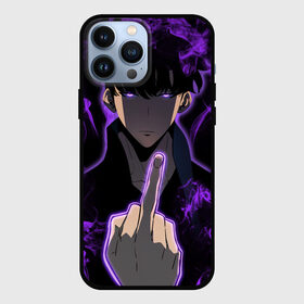 Чехол для iPhone 13 Pro Max с принтом Сон Джин Ву: Отвали в городе Новоалтайск,  |  | Тематика изображения на принте: solo leveling | в одиночку | отвали | поднятие уровня | пошел ты | призыв | соло левелинг | сон джин ву | средний палец | тень