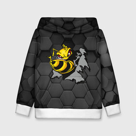 Детская толстовка 3D с принтом Оса 3D в городе Новоалтайск, 100% полиэстер | двухслойный капюшон со шнурком для регулировки, мягкие манжеты на рукавах и по низу толстовки, спереди карман-кенгуру с мягким внутренним слоем | 3d | жало | мед | насекомое | оса | пчела