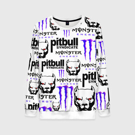 Женский свитшот 3D с принтом PITBULL SYNDICATE X MONSTER в городе Новоалтайск, 100% полиэстер с мягким внутренним слоем | круглый вырез горловины, мягкая резинка на манжетах и поясе, свободная посадка по фигуре | games | monster energy | pitbull syndicate | игры | питбудь синдикат | питбуль | разработчик игр | собака | энергетик. | эрик давидыч