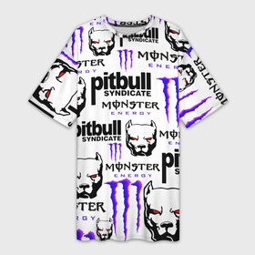 Платье-футболка 3D с принтом PITBULL SYNDICATE X MONSTER в городе Новоалтайск,  |  | Тематика изображения на принте: games | monster energy | pitbull syndicate | игры | питбудь синдикат | питбуль | разработчик игр | собака | энергетик. | эрик давидыч