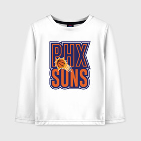 Детский лонгслив хлопок с принтом PHX Suns в городе Новоалтайск, 100% хлопок | круглый вырез горловины, полуприлегающий силуэт, длина до линии бедер | basketball | mvp | nba | phoenix | sport | streetball | suns | аризона | баскетбол | игра | крис пол | мяч | нба | санс | спорт | стритбол | тренер | финикс | чемпион