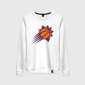 Женский свитшот хлопок с принтом Suns Basket в городе Новоалтайск, 100% хлопок | прямой крой, круглый вырез, на манжетах и по низу широкая трикотажная резинка  | basketball | mvp | nba | phoenix | sport | streetball | suns | аризона | баскетбол | игра | крис пол | мяч | нба | санс | спорт | стритбол | тренер | финикс | чемпион