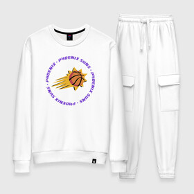 Женский костюм хлопок с принтом Phoenix NBA в городе Новоалтайск, 100% хлопок | на свитшоте круглая горловина, мягкая резинка по низу. Брюки заужены к низу, на них два вида карманов: два 