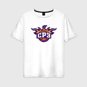 Женская футболка хлопок Oversize с принтом CP3 - Chris Paul в городе Новоалтайск, 100% хлопок | свободный крой, круглый ворот, спущенный рукав, длина до линии бедер
 | basketball | mvp | nba | phoenix | sport | streetball | suns | аризона | баскетбол | игра | крис пол | мяч | нба | санс | спорт | стритбол | тренер | финикс | чемпион