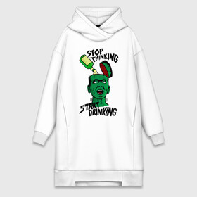 Платье-худи хлопок с принтом START DRINKING Начинай пить в городе Новоалтайск,  |  | start drinking | stop thinking | водка | начни пить | перестань думать