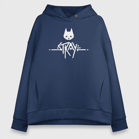 Женское худи Oversize хлопок с принтом Stray Game 2021 Logo в городе Новоалтайск, френч-терри — 70% хлопок, 30% полиэстер. Мягкий теплый начес внутри —100% хлопок | боковые карманы, эластичные манжеты и нижняя кромка, капюшон на магнитной кнопке | 2021 | cat | cyberpunk | game | stray | бродилка | бродить | бродячий | киберпанк | кот | стрей | стрэй