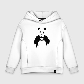 Детское худи Oversize хлопок с принтом ПАНДА ЛАЙК / ЛЮБОВЬ / PANDA LOVE в городе Новоалтайск, френч-терри — 70% хлопок, 30% полиэстер. Мягкий теплый начес внутри —100% хлопок | боковые карманы, эластичные манжеты и нижняя кромка, капюшон на магнитной кнопке | Тематика изображения на принте: heart | like | likes | love | paints | panda | брызги | животные | звери | краски | лайк | лайки | любовь | панда | сердечко | чб | чёрно белое