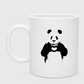 Кружка керамическая с принтом ПАНДА ЛАЙК / ЛЮБОВЬ / PANDA LOVE в городе Новоалтайск, керамика | объем — 330 мл, диаметр — 80 мм. Принт наносится на бока кружки, можно сделать два разных изображения | Тематика изображения на принте: heart | like | likes | love | paints | panda | брызги | животные | звери | краски | лайк | лайки | любовь | панда | сердечко | чб | чёрно белое
