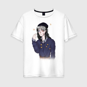 Женская футболка хлопок Oversize с принтом Anime art (Иногда бывает...) в городе Новоалтайск, 100% хлопок | свободный крой, круглый ворот, спущенный рукав, длина до линии бедер
 | anime | art | boy | freestyle | smile | аниме | арт | машет | парень | пластырь | смайл | улыбка