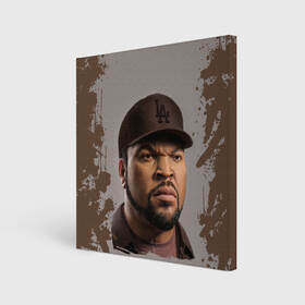 Холст квадратный с принтом Ice Cube | Айс Куб (Z) в городе Новоалтайск, 100% ПВХ |  | ice cube | oshea jackson | rap | айс куб | айс кьюб | реп | репер | рэпер | хип хоп