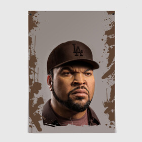 Постер с принтом Ice Cube | Айс Куб (Z) в городе Новоалтайск, 100% бумага
 | бумага, плотность 150 мг. Матовая, но за счет высокого коэффициента гладкости имеет небольшой блеск и дает на свету блики, но в отличии от глянцевой бумаги не покрыта лаком | ice cube | oshea jackson | rap | айс куб | айс кьюб | реп | репер | рэпер | хип хоп