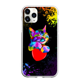 Чехол для iPhone 11 Pro матовый с принтом РАДУЖНЫЙ КОТИК / RAINBOW KITTY в городе Новоалтайск, Силикон |  | heart | kitty | like | low poly | rainbow | животные | звери | котик | лайк | радуга | радужный котик | сердечко | цветные