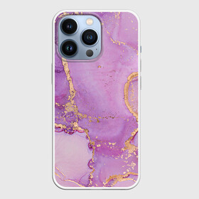 Чехол для iPhone 13 Pro с принтом Сиреневые разводы краски в городе Новоалтайск,  |  | Тематика изображения на принте: абстракция | блестки | градиент | золото | разводы краски