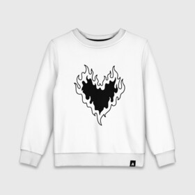 Детский свитшот хлопок с принтом СЕРДЦЕ В ОГНЕ / HEART ON FIRE в городе Новоалтайск, 100% хлопок | круглый вырез горловины, эластичные манжеты, пояс и воротник | Тематика изображения на принте: love. | tattoo | любовь | минимализм | огонь | партак | сердце | сердце в огне | тату | чёрно белое