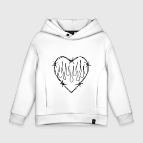 Детское худи Oversize хлопок с принтом СЕРДЦЕ / ОГОНЬ / LOVE в городе Новоалтайск, френч-терри — 70% хлопок, 30% полиэстер. Мягкий теплый начес внутри —100% хлопок | боковые карманы, эластичные манжеты и нижняя кромка, капюшон на магнитной кнопке | tattoo | горит | колючий | любовь | огонь | партак. | проволока | сердце | тату | татуировка