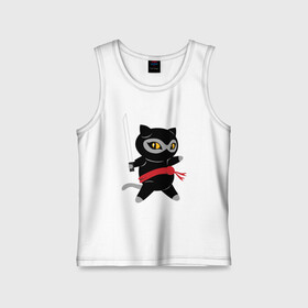 Детская майка хлопок с принтом Ninja Cat в городе Новоалтайск,  |  | animal | cat | cute | kitty | meow | друг | животные | киска | кися | китти | кот | котенок | котик | котэ | кошечка | кошка | мур | мяу | ниндзя | питомец