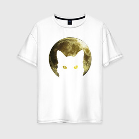 Женская футболка хлопок Oversize с принтом Space Cat в городе Новоалтайск, 100% хлопок | свободный крой, круглый ворот, спущенный рукав, длина до линии бедер
 | animal | cat | cute | kitty | meow | space | друг | животные | киска | кися | китти | космос | кот | котенок | котик | котэ | кошечка | кошка | мур | мяу | питомец | планета