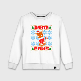 Детский свитшот хлопок с принтом Santa Paws в городе Новоалтайск, 100% хлопок | круглый вырез горловины, эластичные манжеты, пояс и воротник | animal | cat | cute | kitty | meow | дед мороз | друг | животные | киска | кися | китти | клаус | кот | котенок | котик | котэ | кошечка | кошка | мур | мяу | новый год | питомец | санта