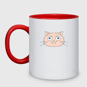 Кружка двухцветная с принтом Cute Cat в городе Новоалтайск, керамика | объем — 330 мл, диаметр — 80 мм. Цветная ручка и кайма сверху, в некоторых цветах — вся внутренняя часть | Тематика изображения на принте: animal | cat | cute | kitty | meow | друг | животные | киска | кися | китти | кот | котенок | котик | котэ | кошечка | кошка | мур | мяу | питомец