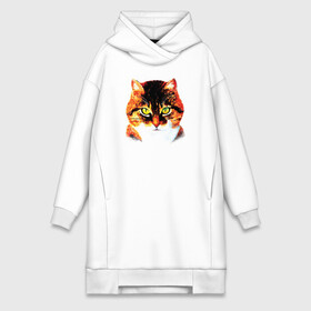 Платье-худи хлопок с принтом Кот акварельный в городе Новоалтайск,  |  | beautiful | cat | colored | drawn | orange | red | striped | watercolor | акварель | кот | красивый | оранжевый | полосатый | рисованный | рыжий | цветной
