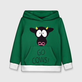 Детская толстовка 3D с принтом Go Cows в городе Новоалтайск, 100% полиэстер | двухслойный капюшон со шнурком для регулировки, мягкие манжеты на рукавах и по низу толстовки, спереди карман-кенгуру с мягким внутренним слоем | cow | south park | sport | коровы | мульт | мультфильм | спорт | южный парк