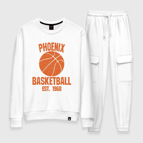 Женский костюм хлопок с принтом Phoenix Basketball в городе Новоалтайск, 100% хлопок | на свитшоте круглая горловина, мягкая резинка по низу. Брюки заужены к низу, на них два вида карманов: два 