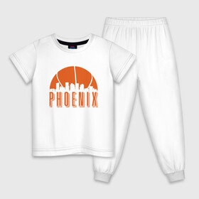 Детская пижама хлопок с принтом Phoenix City в городе Новоалтайск, 100% хлопок |  брюки и футболка прямого кроя, без карманов, на брюках мягкая резинка на поясе и по низу штанин
 | basketball | mvp | nba | phoenix | sport | streetball | suns | аризона | баскетбол | игра | крис пол | мяч | нба | санс | спорт | стритбол | тренер | финикс | чемпион