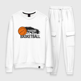 Женский костюм хлопок с принтом Basketball Phoenix в городе Новоалтайск, 100% хлопок | на свитшоте круглая горловина, мягкая резинка по низу. Брюки заужены к низу, на них два вида карманов: два 