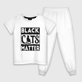 Детская пижама хлопок с принтом Black Cats Matter в городе Новоалтайск, 100% хлопок |  брюки и футболка прямого кроя, без карманов, на брюках мягкая резинка на поясе и по низу штанин
 | animal | cat | cute | kitty | meow | друг | животные | киска | кися | китти | кот | котенок | котик | котэ | кошечка | кошка | мур | мяу | питомец