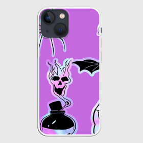 Чехол для iPhone 13 mini с принтом Зелье смерти,паук Holographica в городе Новоалтайск,  |  | Тематика изображения на принте: аннотация | голограмма | голографический | градиент | магия | переливающийся | фольга | фон