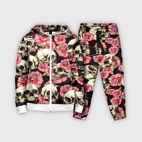 Детский костюм 3D с принтом Черепа и цветы в городе Новоалтайск,  |  | flowers | skull | кости | кость | розы | скул | скулл | текстура | цветы | череп | черепа