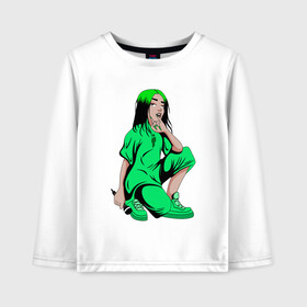 Детский лонгслив хлопок с принтом BILLIE EILISH в городе Новоалтайск, 100% хлопок | круглый вырез горловины, полуприлегающий силуэт, длина до линии бедер | Тематика изображения на принте: bad guy | billie | billie eilish | instagram | lovely | shazam | spotify | vk | youtube | били | били айлиш | бэд гай | вк | инстаграм | исполнитель | ловели | музыка | музыкант | певица | спотифай | шазам | ютуб