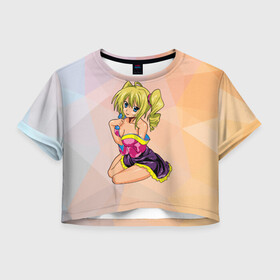 Женская футболка Crop-top 3D с принтом Милая блондинка 18+ в городе Новоалтайск, 100% полиэстер | круглая горловина, длина футболки до линии талии, рукава с отворотами | аниме | анимешная | блондинка | вайфу | девочка | девушка | кавайная | милая | тян