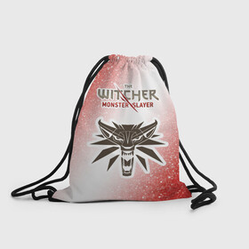 Рюкзак-мешок 3D с принтом The Witcher Monster Slayer - Noise в городе Новоалтайск, 100% полиэстер | плотность ткани — 200 г/м2, размер — 35 х 45 см; лямки — толстые шнурки, застежка на шнуровке, без карманов и подкладки | Тематика изображения на принте: game | games | hunt | logo | monster | slayer | the | wild | witcher | ведьмак | дикая | игра | игры | лого | охота | охотник на монстров | шум