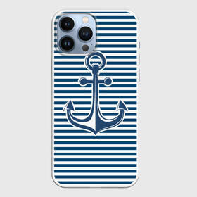 Чехол для iPhone 13 Pro Max с принтом Тельняшка с якорем в городе Новоалтайск,  |  | anchor | marine | vest | vest with anchor | морская | тельняшка | тельняшка с якорем | якорь