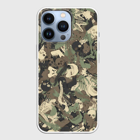 Чехол для iPhone 13 Pro с принтом Камуфляж с костями в городе Новоалтайск,  |  | Тематика изображения на принте: анатомии | камуфляж | кости | милитари | паттерн | скелет | хаки | череп