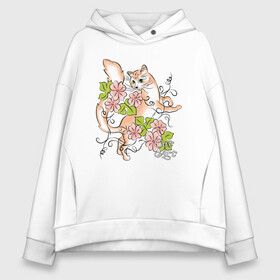 Женское худи Oversize хлопок с принтом Ожидание в городе Новоалтайск, френч-терри — 70% хлопок, 30% полиэстер. Мягкий теплый начес внутри —100% хлопок | боковые карманы, эластичные манжеты и нижняя кромка, капюшон на магнитной кнопке | cat | cat art | звери | кот | котенок | котик | кошка