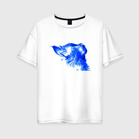 Женская футболка хлопок Oversize с принтом Blue Cat в городе Новоалтайск, 100% хлопок | свободный крой, круглый ворот, спущенный рукав, длина до линии бедер
 | animal | cat | cute | kitty | meow | друг | животные | киска | кися | китти | кот | котенок | котик | котэ | кошечка | кошка | мур | мяу | питомец