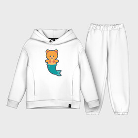 Детский костюм хлопок Oversize с принтом Cat Mermaid в городе Новоалтайск,  |  | Тематика изображения на принте: animal | cat | cute | fish | kitty | meow | друг | животные | киска | кися | китти | кот | котенок | котик | котэ | кошечка | кошка | мур | мяу | питомец | русалка | русалочка | рыба