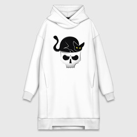 Платье-худи хлопок с принтом Skull Cat в городе Новоалтайск,  |  | animal | cat | cute | kitty | meow | друг | животные | киска | кися | китти | кот | котенок | котик | котэ | кошечка | кошка | мур | мяу | питомец | скелет | череп