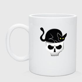 Кружка керамическая с принтом Skull Cat в городе Новоалтайск, керамика | объем — 330 мл, диаметр — 80 мм. Принт наносится на бока кружки, можно сделать два разных изображения | animal | cat | cute | kitty | meow | друг | животные | киска | кися | китти | кот | котенок | котик | котэ | кошечка | кошка | мур | мяу | питомец | скелет | череп