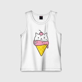 Детская майка хлопок с принтом Ice Cream Cat в городе Новоалтайск,  |  | animal | cat | cute | ice cream | kitty | meow | друг | животные | киска | кися | китти | кот | котенок | котик | котэ | кошечка | кошка | мороженое | мур | мяу | питомец