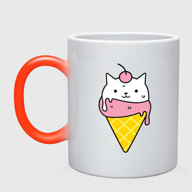 Кружка хамелеон с принтом Ice Cream Cat в городе Новоалтайск, керамика | меняет цвет при нагревании, емкость 330 мл | Тематика изображения на принте: animal | cat | cute | ice cream | kitty | meow | друг | животные | киска | кися | китти | кот | котенок | котик | котэ | кошечка | кошка | мороженое | мур | мяу | питомец