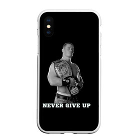 Чехол для iPhone XS Max матовый с принтом Never give up в городе Новоалтайск, Силикон | Область печати: задняя сторона чехла, без боковых панелей | джон сина | знаменитость | никогда не сдавайся | пояс | рестлинг | черно белый